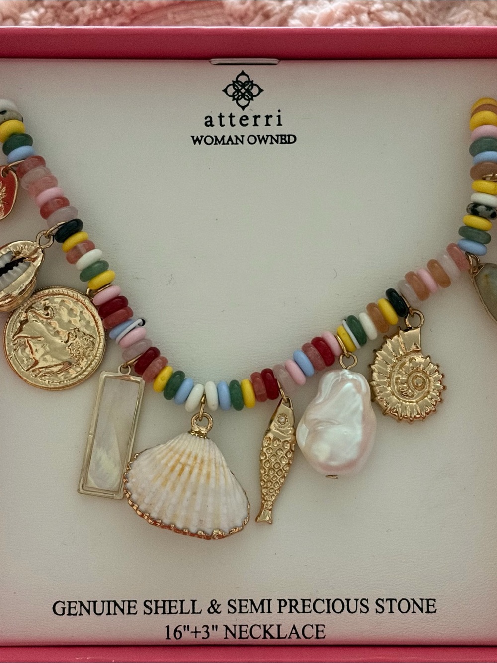 Atterri Multicolor Beads, Shells & Charm Necklace